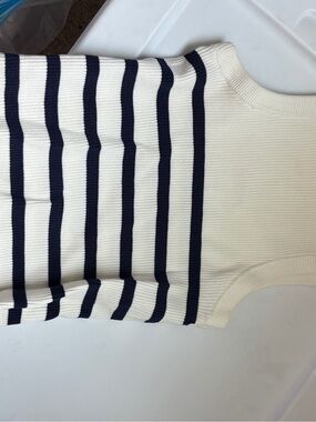 Zara Cream Tank Top with Navy Stripes